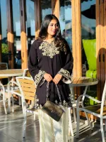 Kalo Kanti Cotton Two Piece with Golden Zari Embroidery
