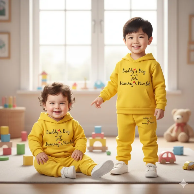Unisex Kids Hoodie and Pant Set, One Side Brush, 6 Colour Choices