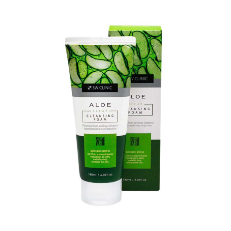 3W Clinic Aloe Clear Cleansing Foam 180ml (Korea)