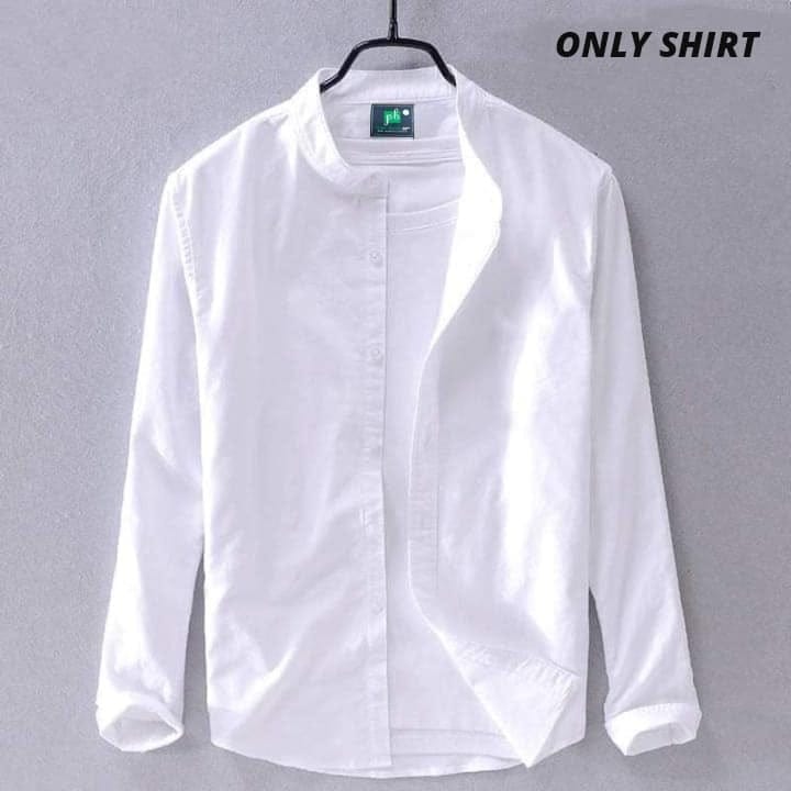 Men's Oxford Cotton Band Collar Shirt, 150+ GSM, 6 Colours