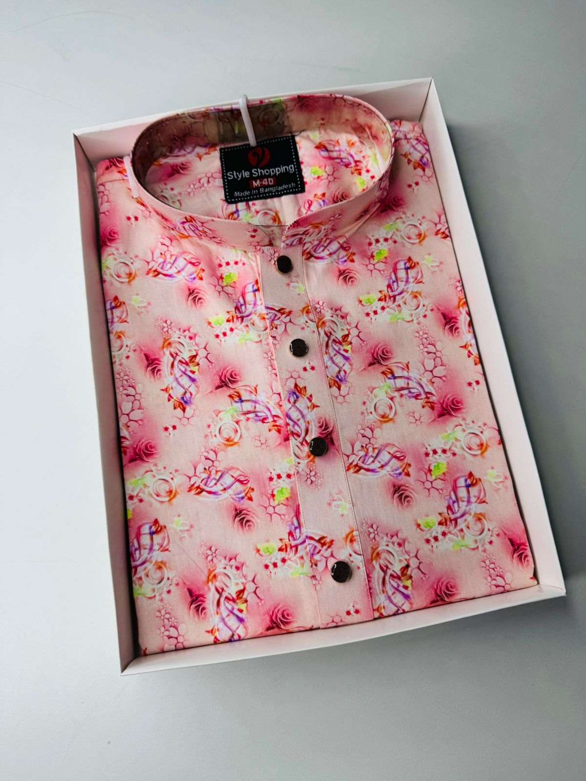 Men's Pure Cotton Digital Print Panjabi with Snap Buttons