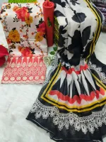 Pure Cotton Digital Print Three Piece with Namazi Orna