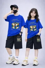 Kids' Drop Shoulder Printed Tee and Pant Set, 6 Colours