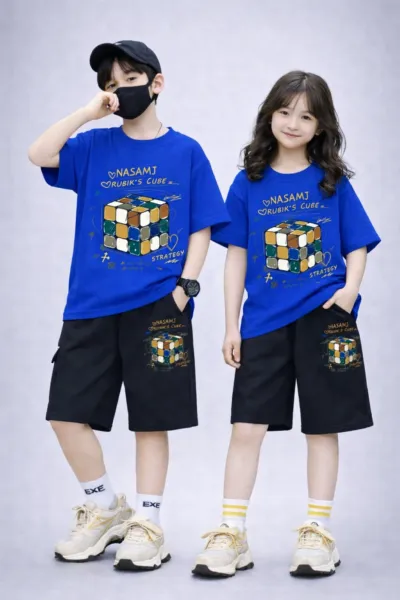 Kids' Drop Shoulder Printed Tee and Pant Set, 6 Colours