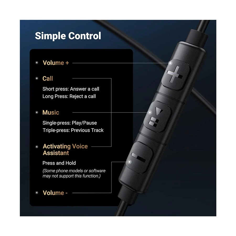 UGREEN EP105 (35754) Black Wired Type-C In-Ear Earphone