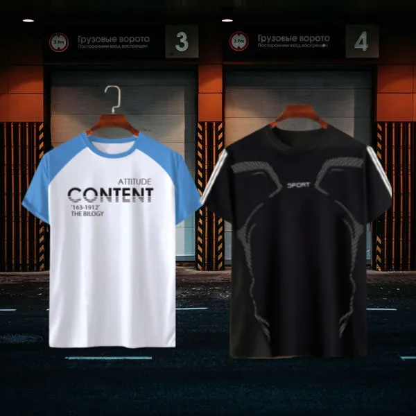2 pieceCombo Half Sleeve Mesh T-shirt For Men