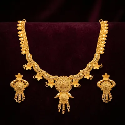 Gold Plated Necklace With Ear Ring