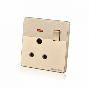 Super Star Gold Ray 3 Pin Round Socket With Switch