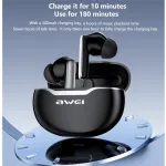 Awei T50 True Wireless Earbuds – Bluetooth 5.3 TWS with 13mm Drivers, 4-Mic ENC Noise Cancellation, IPX6 Waterproof & 25H Battery