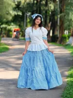 Women's Cotton Tops and Skirt Set with Lace Work and Check Print