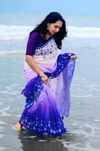 Chanderi Silk Floral Digital Print Saree, 4 Colours