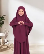 Baby Borka Set with Double Layer Hijab, 2 to 8 Years