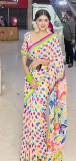 Women's Chanderi Silk Saree with Modern Digital Print, 4 Colours