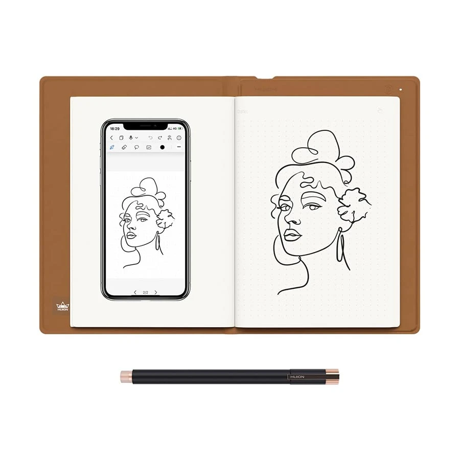 Huion Note X10 Smart Writing Tablet with Pen and Notebook Brown