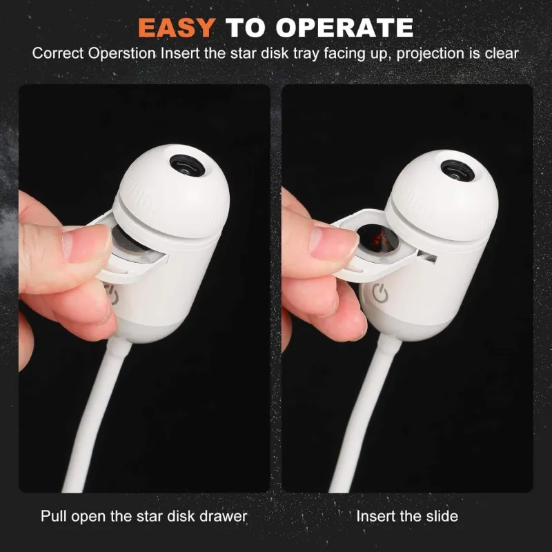 2-in-1 Mini Star Projector Night Light with USB Plug