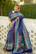 Screen Printed Modern Half Silk Saree for Women, No Blouse