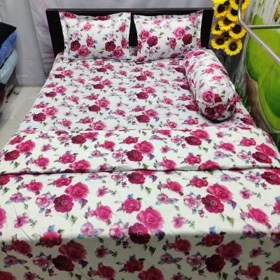 5 Piece AC Katha Set with King Size Bed Sheet, Pure Cotton Twill