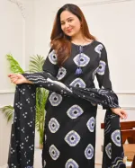 Soft Cotton Chunri Print Three Piece with Tassels, M and L