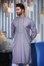 Men's Jacquard Cotton Panjabi with Complex Embroidery and Box