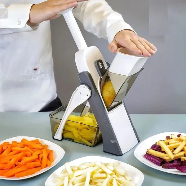 Multi-functional Spring Vegetable Slicer & Cutter – Adjustable Thickness Safe Mandoline Slicer for Julienne, Dicing, Carrot, Potato & Kitchen Chopping (Multi-Colour)