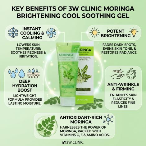 3W Clinic Moringa Brightening Cool Soothing Gel 160ml (Korea)
