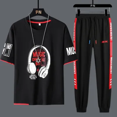Men's Mesh Fabric T-Shirt and Full Pant Set, 5 Colours