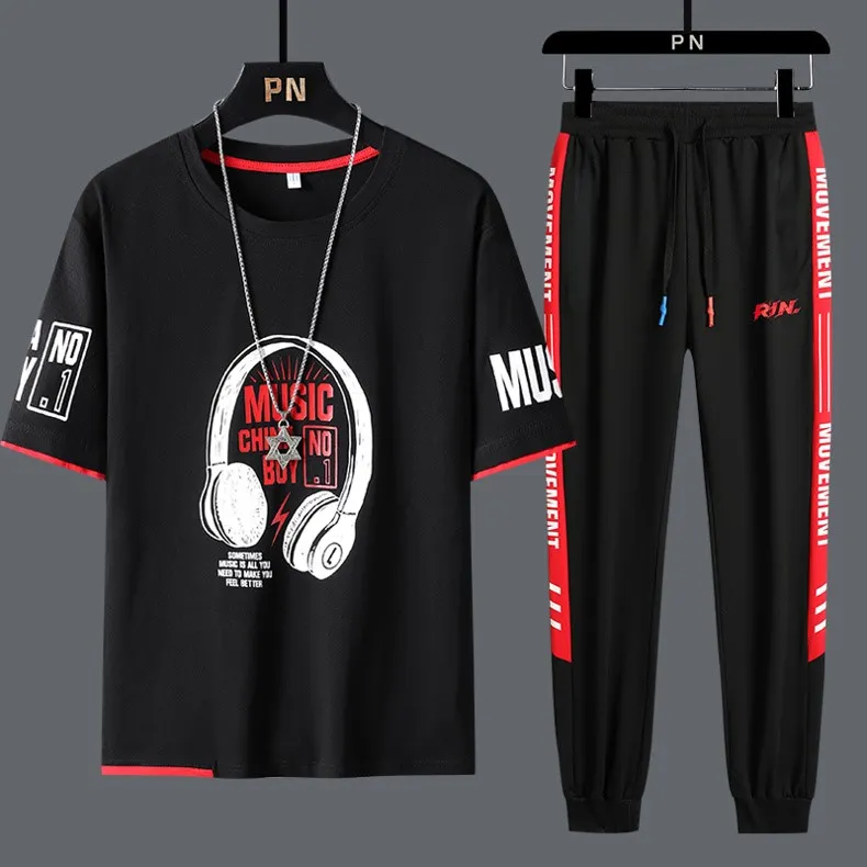 Men's Mesh T-Shirt and Full Pant Set in 5 Colours, Sizes M to XL