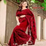Embroidered Georgette Saree with Blouse Piece, 3 Colours