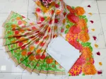 Half Silk Screen Print Saree, Saree Only, 6 Colours