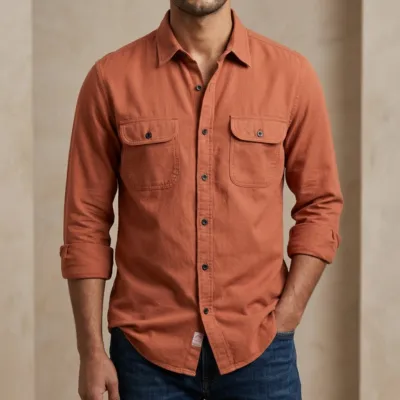 High Thickness Double Pocket Shirt.. ( Merron)
