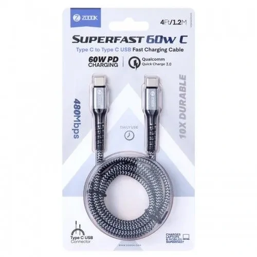 ZOOOK Superfast 60W C USB Type-C To Type-C Fast Charging Cable