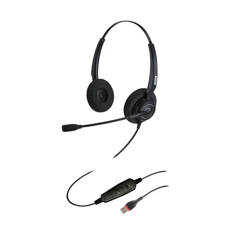 Inbertec UB200DM Wired USB Noise Cancelling Headset Black