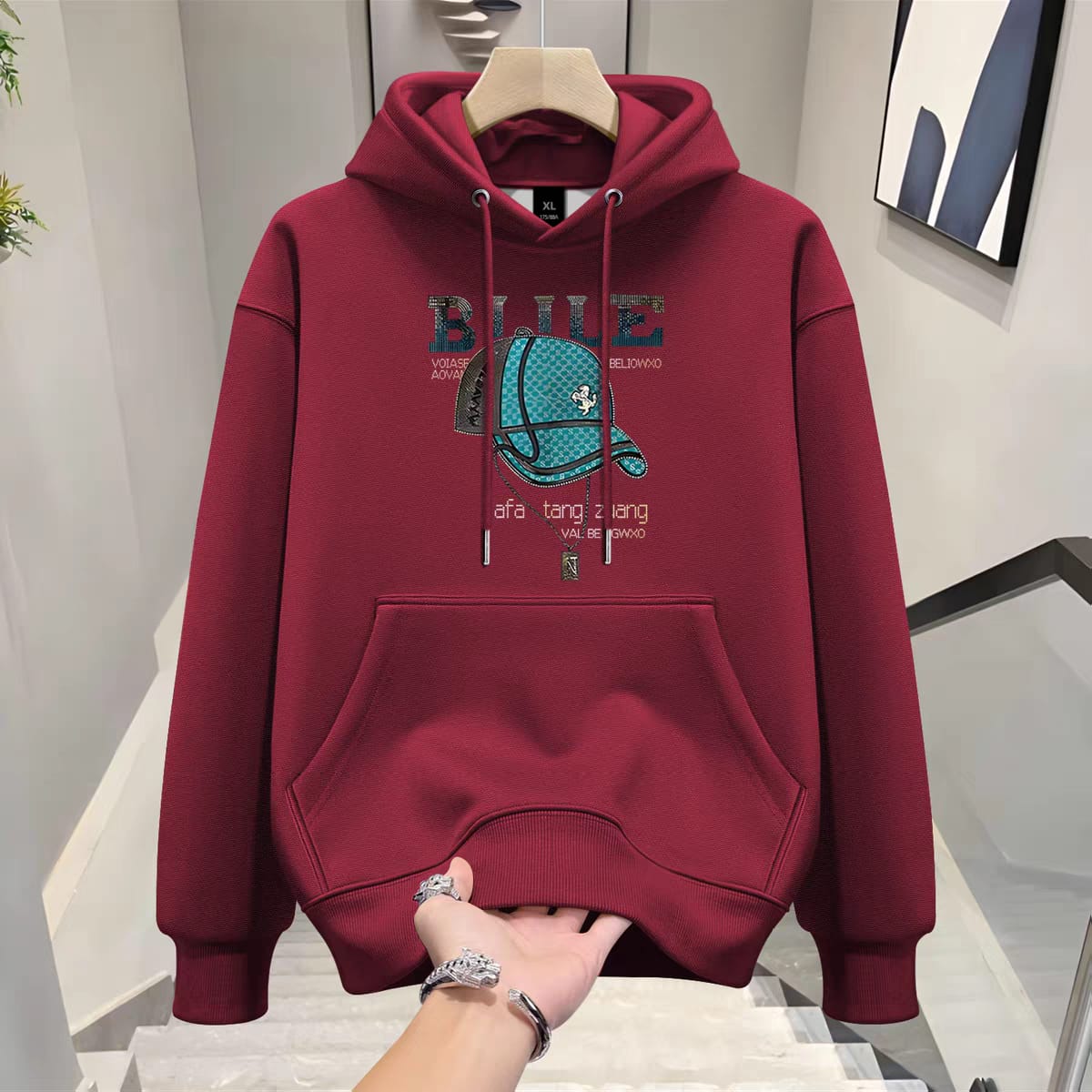 Men's Full Sleeve Winter Hoodie, 320 GSM Cotton, Sizes M to XL