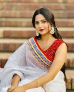 Half Silk Chumki Work Saree, 12 Haath, No Blouse Piece