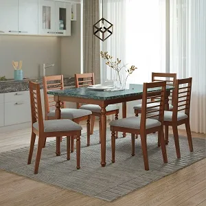 Regal DINING TABLE-EDESSA(AQUA GREEN) TDH-341-3-1-20(6 Seater- Aqua Green)