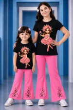 Girls' Printed Cotton Knit T-Shirt and Pant Set, 6 Colours