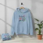 Premium Comfortable Printed Ladies Winter Hoodie ( Sky Lite Blue)