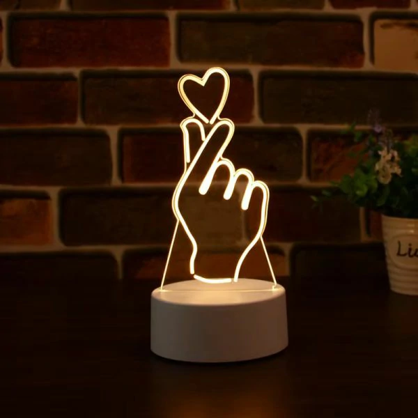 GearUP Acrylic Multicolor Night Lamp (Finger Heart)