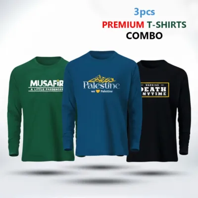 3 pcs Full Sleeve T-Shirt Combo
