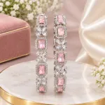 Pastel Pink American Diamond-Cut Kada Bangle Set (2 Pieces)
