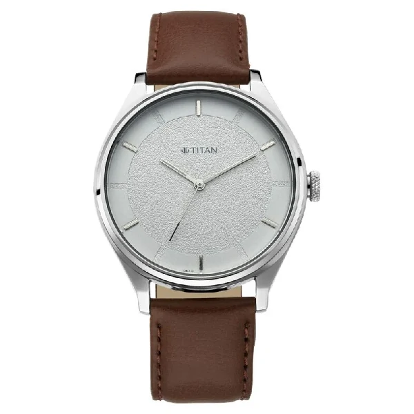 Titan Men’s Classic Watch: Gradient Dial & Sleek Markings with Leather Strap (NS1802SL13)