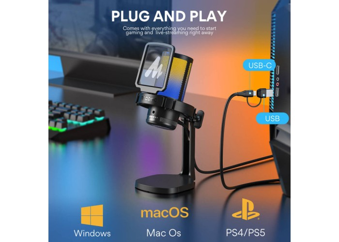 MAONO DGM20 GamerWave Condenser USB Gaming RGB Microphone