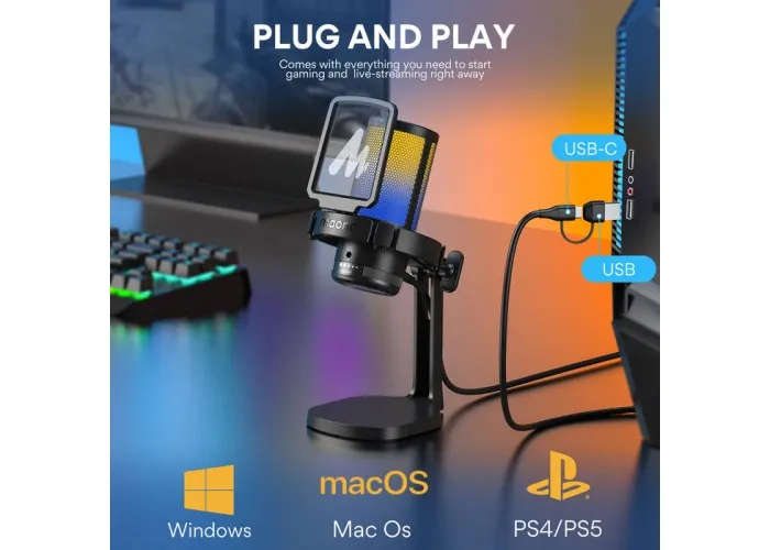 MAONO DGM20 GamerWave Condenser USB Gaming RGB Microphone