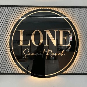 Black Painted Business Neon Lights Mirror Logo Sign Acrylic Custom Logo Decoration