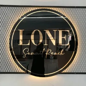 Black Painted Business Neon Lights Mirror Logo Sign Acrylic Custom Logo Decoration