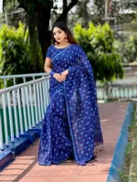Cotton Suti Saree with Rubber Screen Print, 14 Haath