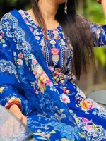 Women's DTX Fabric Digital Print Three Piece, Sizes 38 to 44
