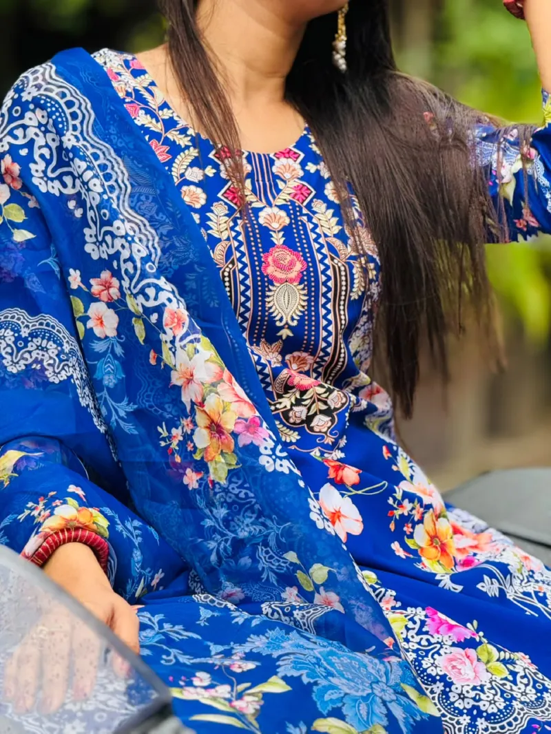 Women's DTX Fabric Digital Print Three Piece, Sizes 38 to 44