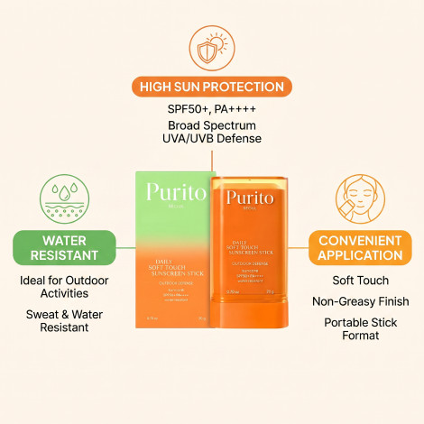 Purito Daily Soft Touch Sunscreen Stick SPF50+ PA+++ 20g (Korea)