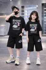 Kids' Drop Shoulder Printed T-Shirt and Pant Set, 2 to 5 Years